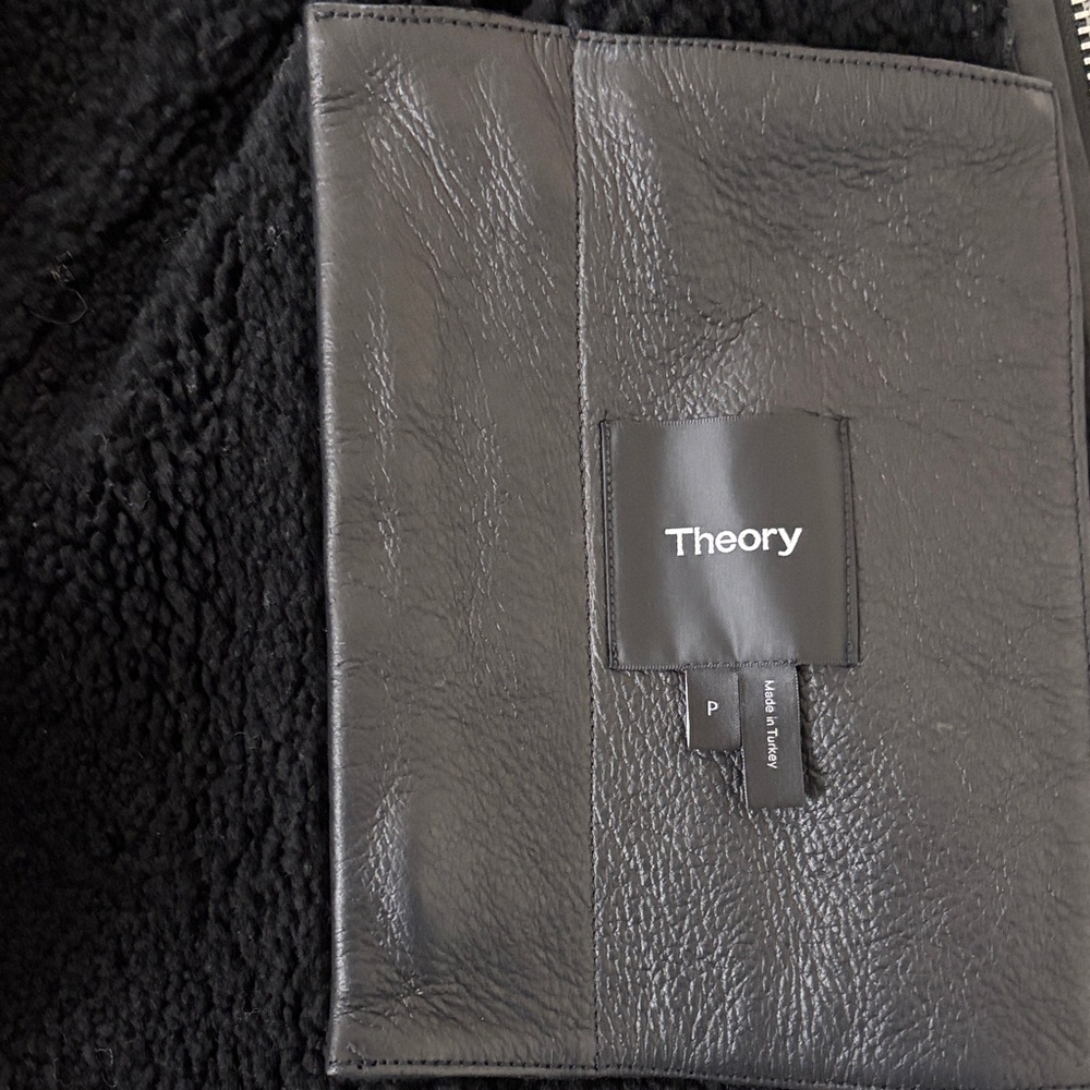Theory lamb leather real shearling jacket black P - Picture 4 of 8